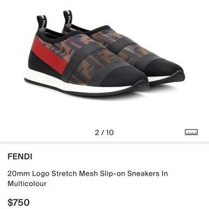 FENDI FF Logo Runway Slip-On Mesh Sneakers 38